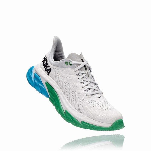 Hoka One One CLIFTON EDGE Track Running Shoes For Men India White/Blue/Green IN-0584